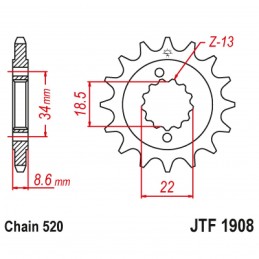 Vývodové koliesko JT JTF1908.15