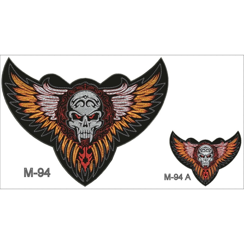 Nášivka BIKERSMODE krídla s ornamentom oranžová malá