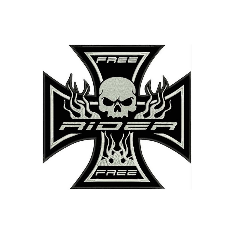 Nášivka BIKERSMODE kríž free rider biela malá