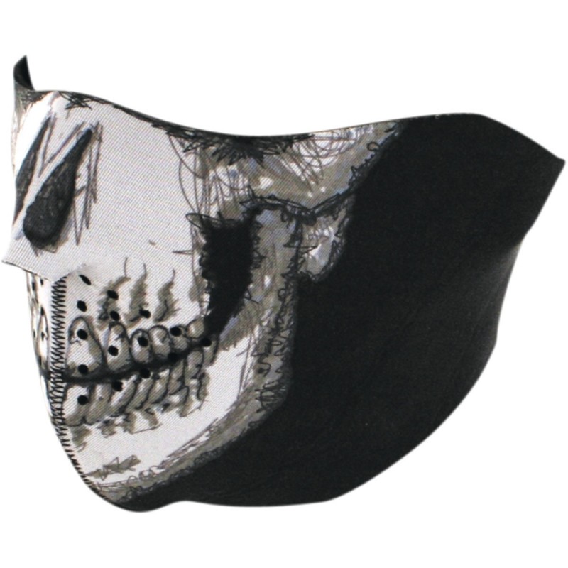 Tvárová maska ZAN HEADGEAR skull face half čierno-šedo-biela