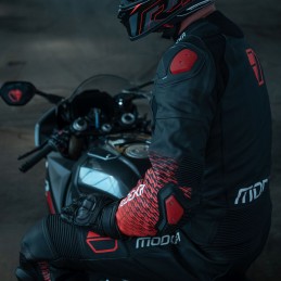 MODEKA bunda na motorku Yron čierna červená