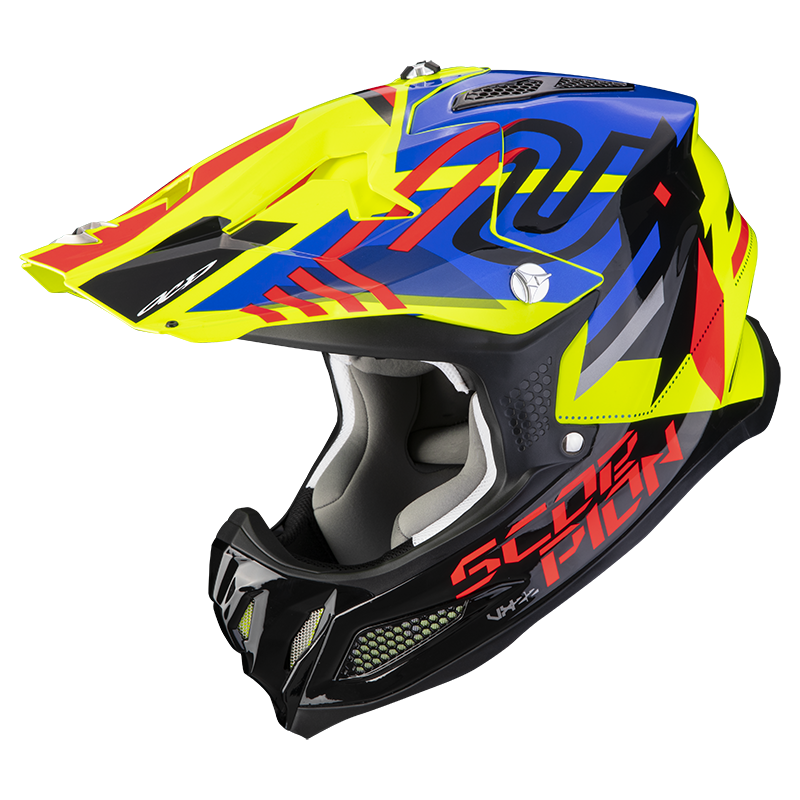 Prilba SCORPION EXO VX-22 Air Neox žltá modrá červená Prilba SCORPION EXO VX-22 Air Neox žltá modrá červená
