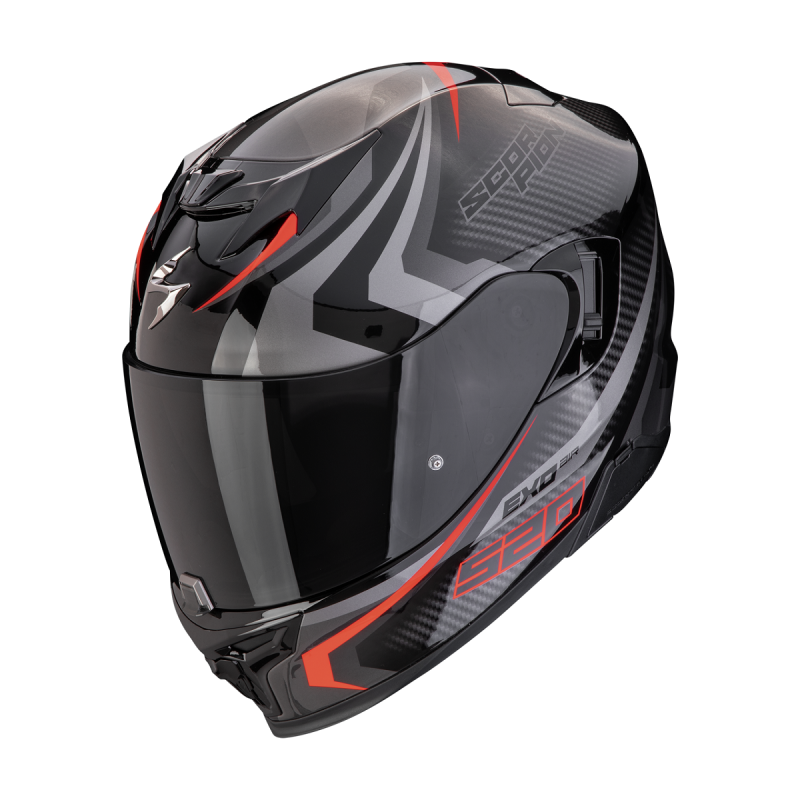 Prilba SCORPION EXO-520 EVO Air Terra čierna strieborná červená Prilba SCORPION EXO-520 EVO Air Terra čierna strieborná červená